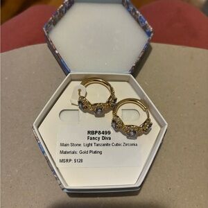 December 2024 gold plated “Fancy Diva” perfect sized bomb party hoops